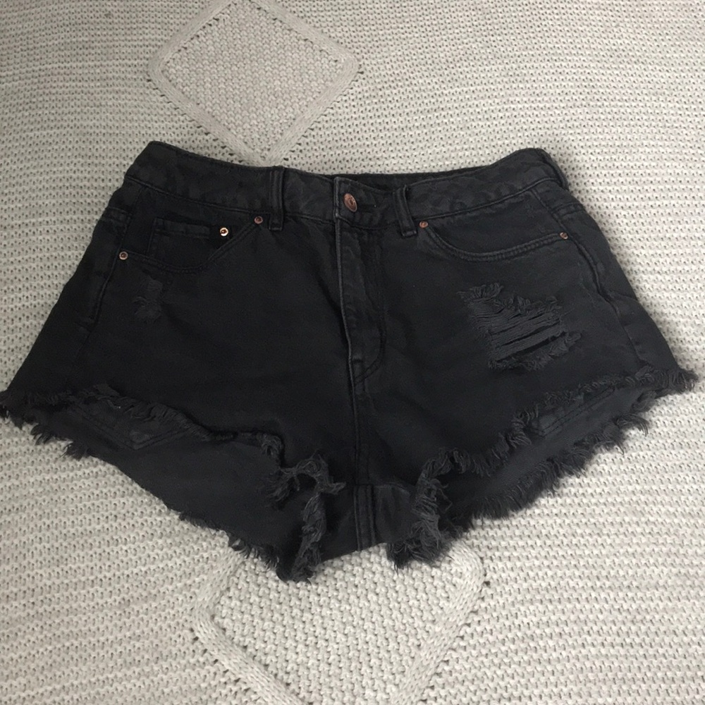 Black jean shorts